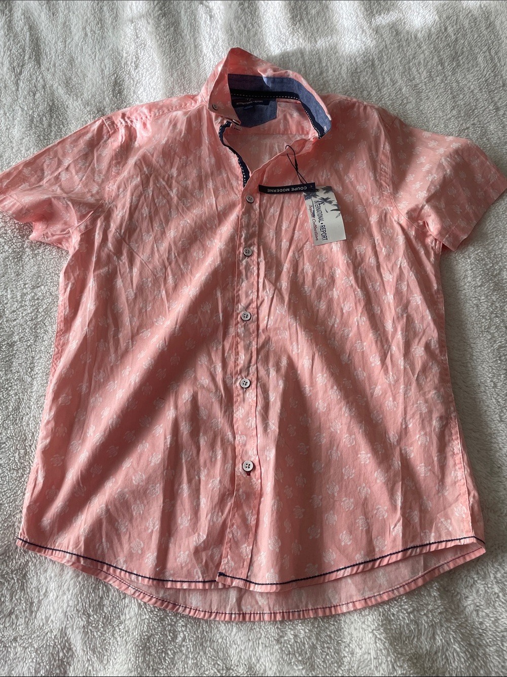 Men's Coral Pink Short-Sleeve Button-Down Shirt by Tommy Bahama